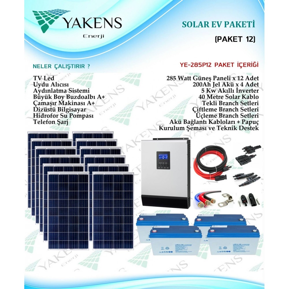 Hazır Solar Paket YE-285P12 (PAKET 12)